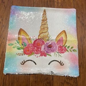 Unicorn Sequin Pillowcase Pillow Cover 16” X 16” Zipper Closure